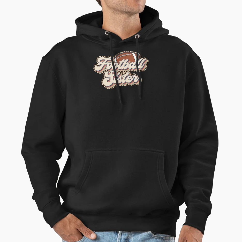 Leopard Football Sister Gifts Hoodie - Streetwear Style Men Women - T-Shirt, Sweatshirt, Hoodie