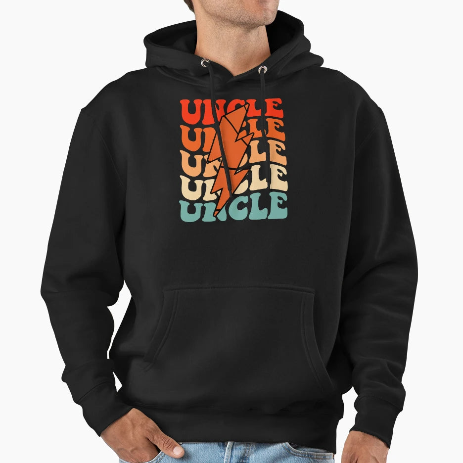 Basketball Uncle Groovy Lightning Bolt Hoodie - Novelty Apparel Men Women - T-Shirt, Sweatshirt, Hoodie