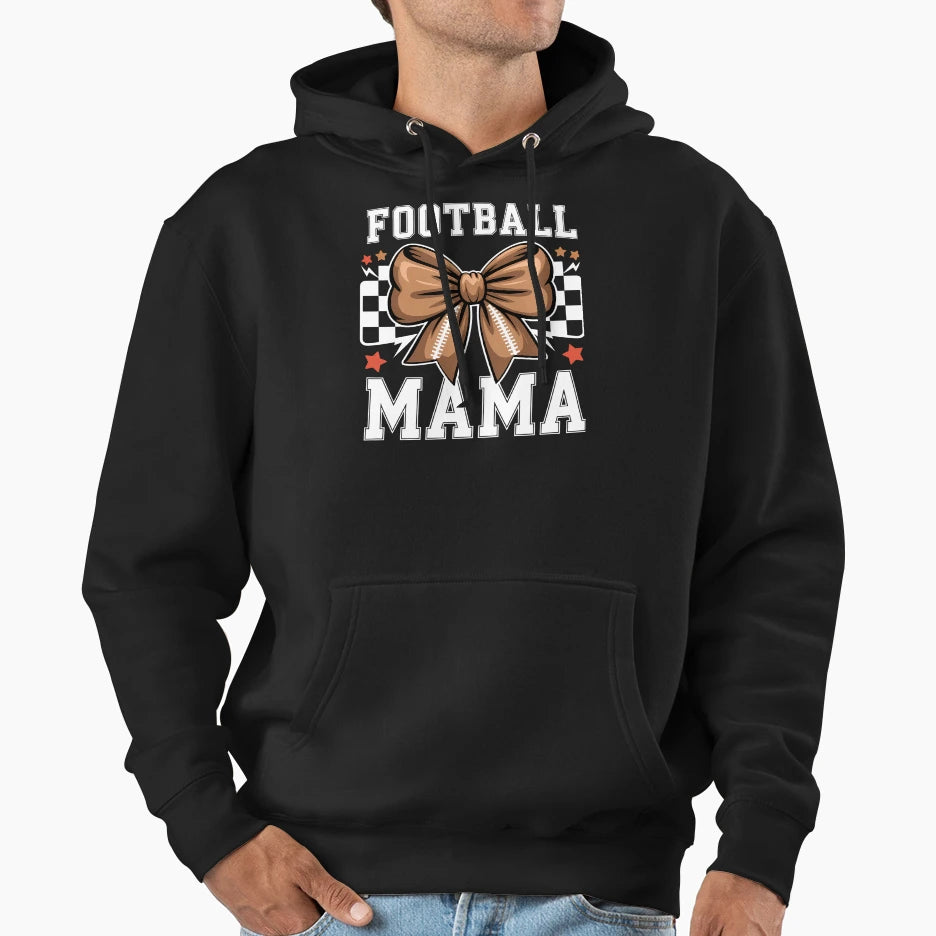Coquette Bow American Football Mama Hoodie - Streetwear Style Unisex - T-Shirt, Sweatshirt, Hoodie