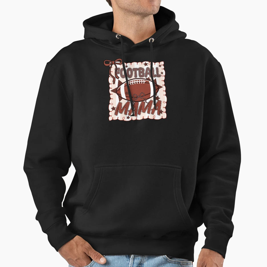 Football Mama Football Season Bow Hoodie - Unique Graphic for Adults - T-Shirt, Sweatshirt, Hoodie