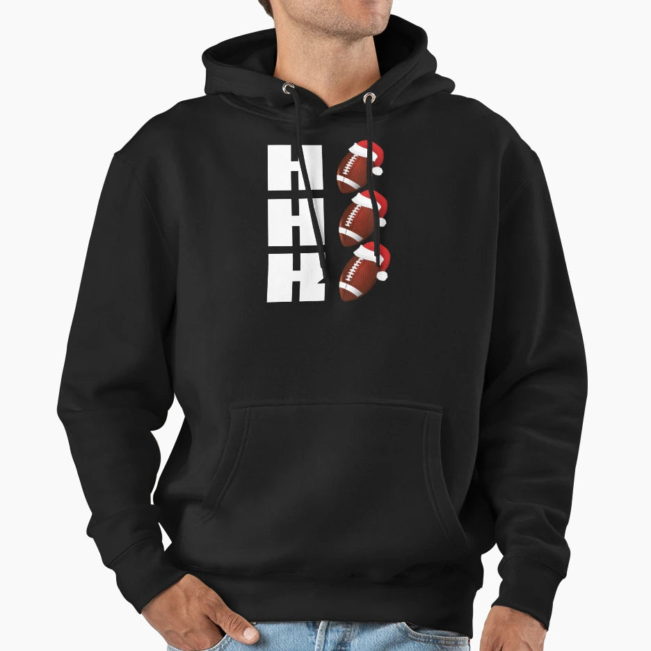 Ho Ho Ho Santa Hats Funny Football Hoodie - Fun Novelty Design Unisex - T-Shirt, Sweatshirt, Hoodie