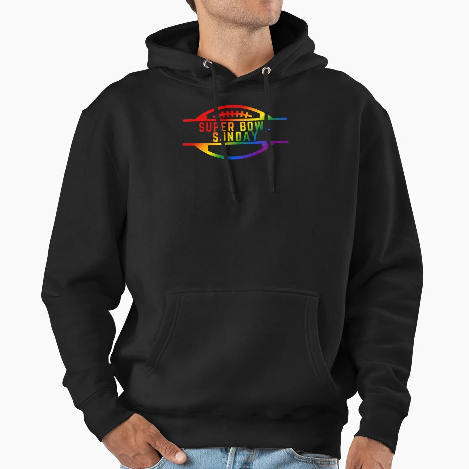 Super Bowl Sunday Pride Flag Game Day Hoodie - Streetwear Style for Adults - T-Shirt, Sweatshirt, Hoodie