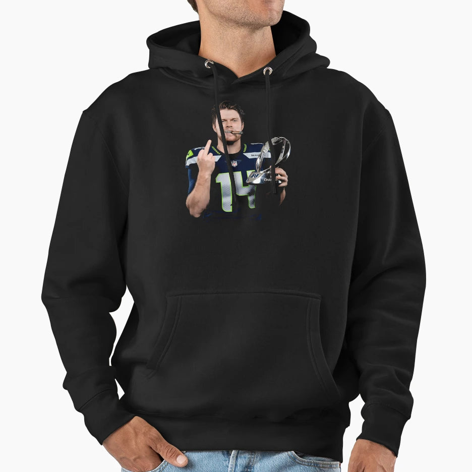 Sam Darnold Trophy Flipping It Hoodie - Streetwear Style for Adults - T-Shirt, Sweatshirt, Hoodie