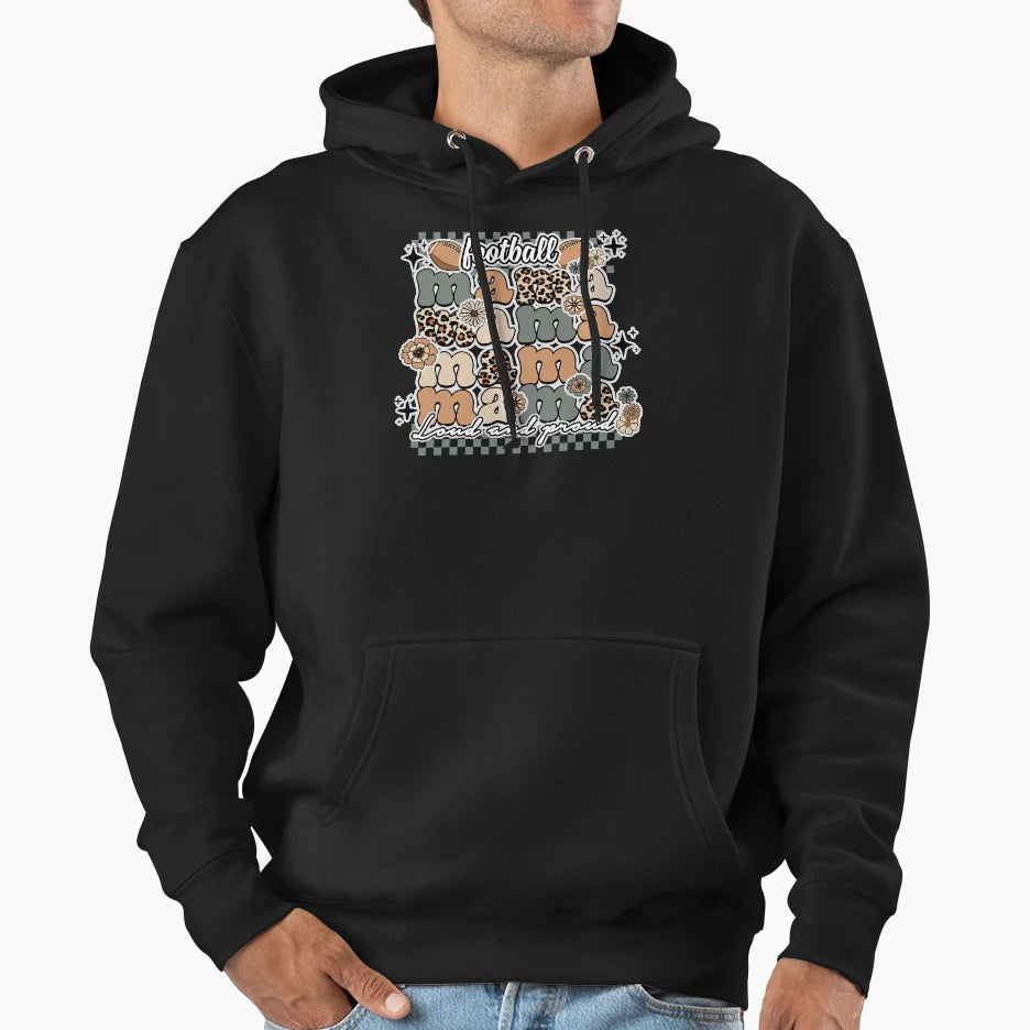 Football Mama Mothers Day Sport Mom Boho Hoodie - Graphic Print Unisex - T-Shirt, Sweatshirt, Hoodie