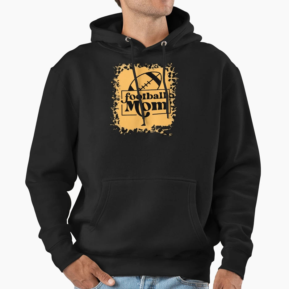 Football Mom Leopard Hoodie - Graphic Print Unisex - T-Shirt, Sweatshirt, Hoodie