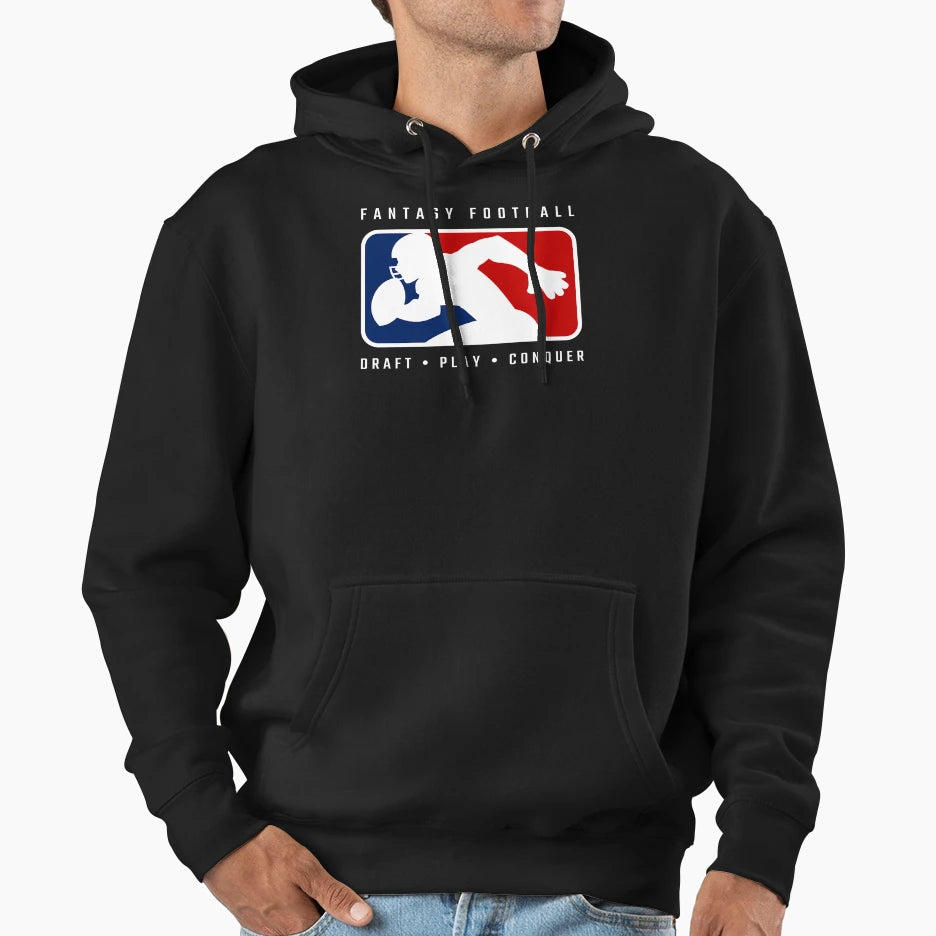 Fantasy Football Draft Play Conquer Hoodie - Novelty Apparel Unisex - T-Shirt, Sweatshirt, Hoodie
