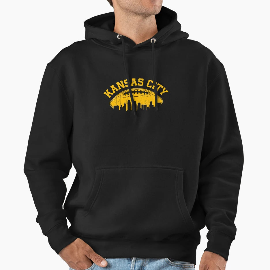Kansas City Football Kc Skyline Missouri Hoodie - Minimalist Print Unisex - T-Shirt, Sweatshirt, Hoodie