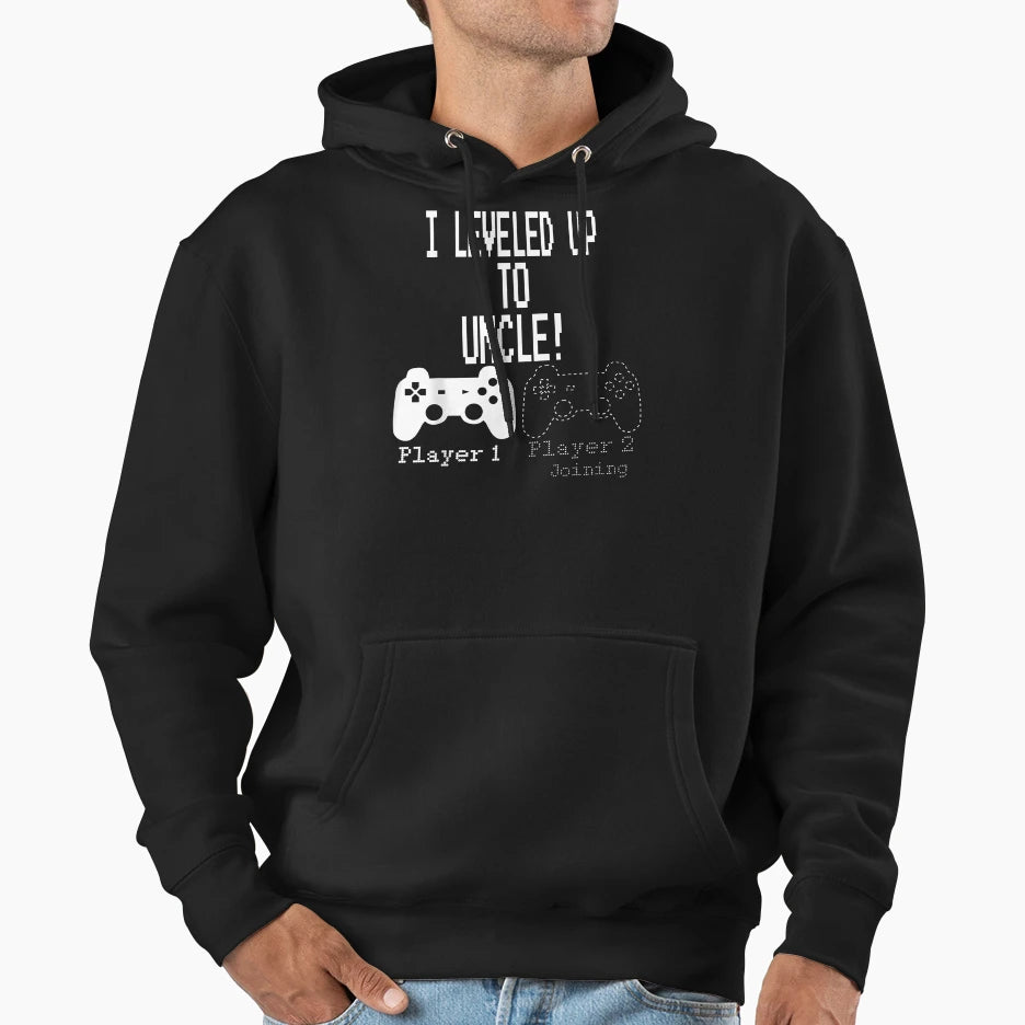I Leveled Up To Uncle New Uncle Gaming Hoodie - Custom Art Print Unisex - T-Shirt, Sweatshirt, Hoodie