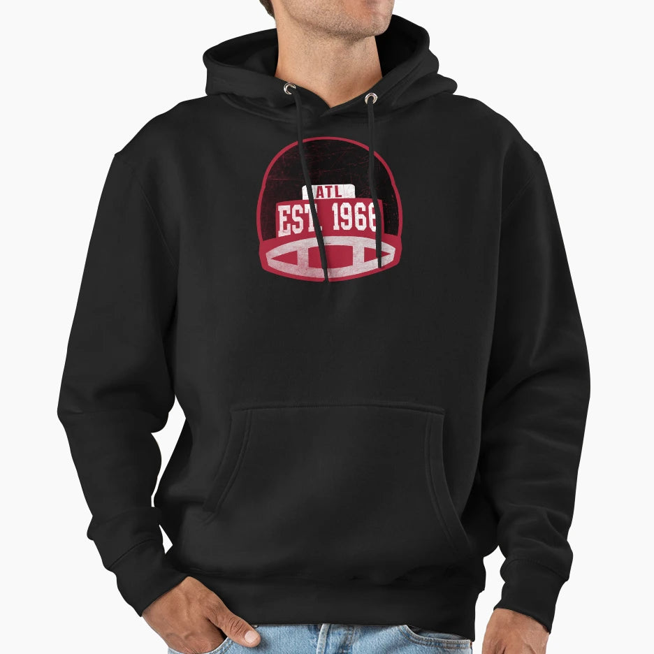 Atlanta Throwback Football Helmet Hoodie - Casual Everyday Wear Unisex - T-Shirt, Sweatshirt, Hoodie