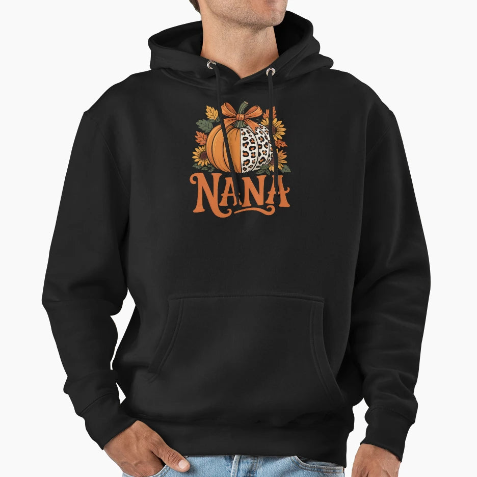 Nana Thanksgiving Leopard Pumpkin Hoodie - Graphic Print Men Women - T-Shirt, Sweatshirt, Hoodie