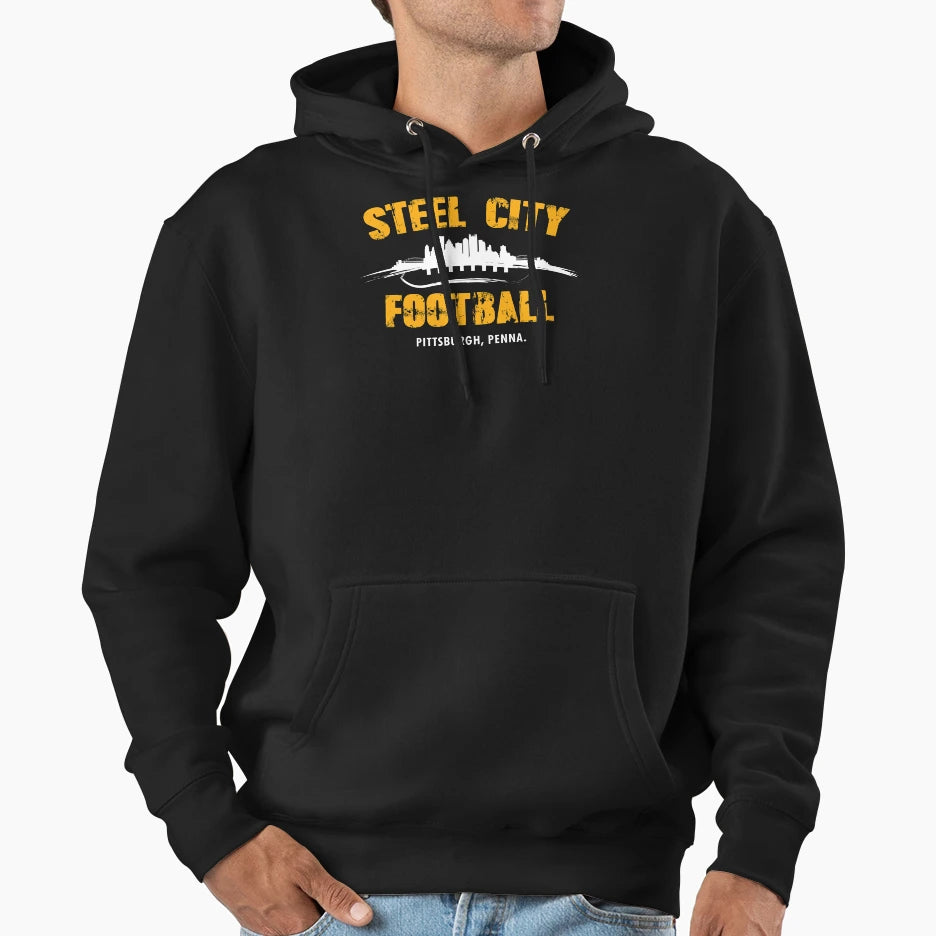 Steel City Football Hoodie - Custom Art Print Unisex - T-Shirt, Sweatshirt, Hoodie