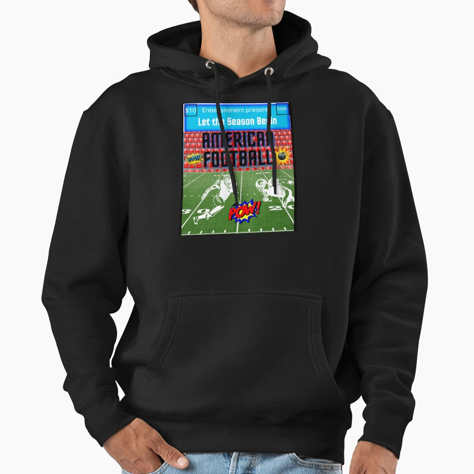 Let Season Begin American Football Comic Hoodie - Fun Novelty Design Unisex - T-Shirt, Sweatshirt, Hoodie