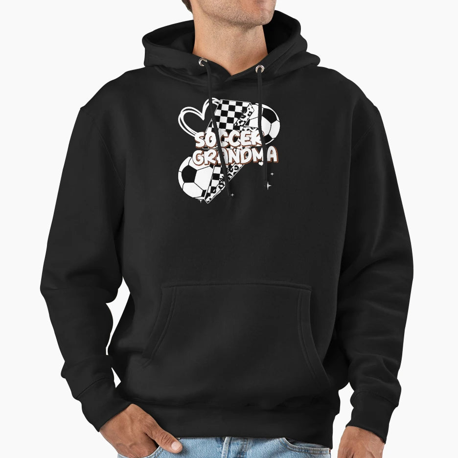Leopard Soccer Grandma Checkered Bolt Hoodie - Aesthetic Graphic Men Women - T-Shirt, Sweatshirt, Hoodie