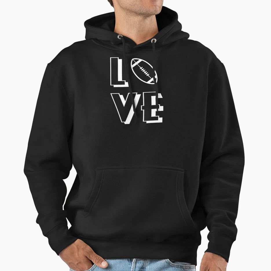 Love Football Hoodie - Trendy Graphic for Adults - T-Shirt, Sweatshirt, Hoodie