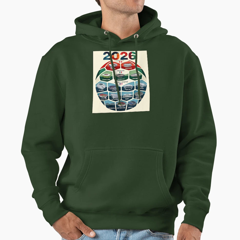 2026 North America Host Soccer Stadiums Hoodie - Novelty Apparel Unisex - T-Shirt, Sweatshirt, Hoodie