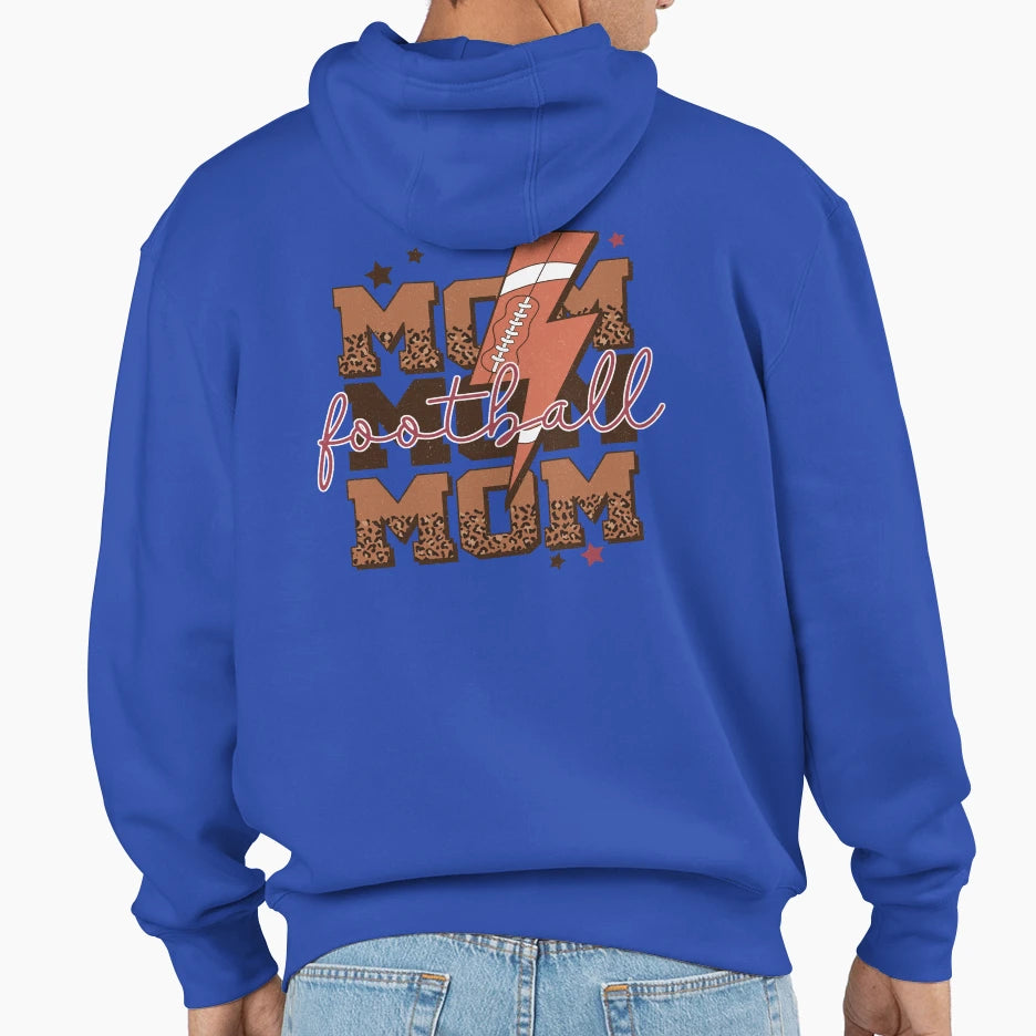 Leopard Football Mom Lightning Bolt Hoodie - Custom Art Print Men Women - T-Shirt, Sweatshirt, Hoodie