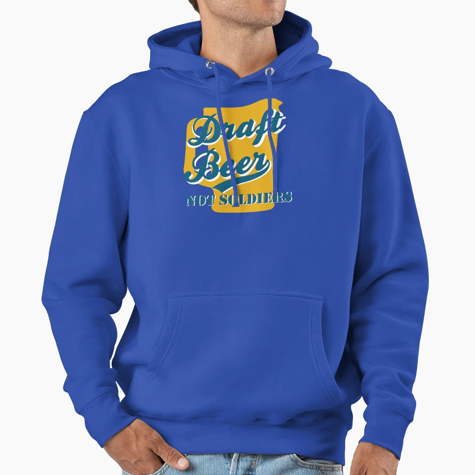 Draft Beer Not Soldiers Hoodie - Minimalist Print for Adults - T-Shirt, Sweatshirt, Hoodie