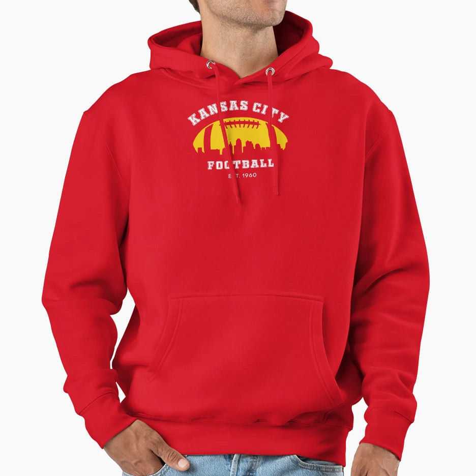 Football Fans Est 196 Old Kansas Hoodie - Aesthetic Graphic for Adults - T-Shirt, Sweatshirt, Hoodie