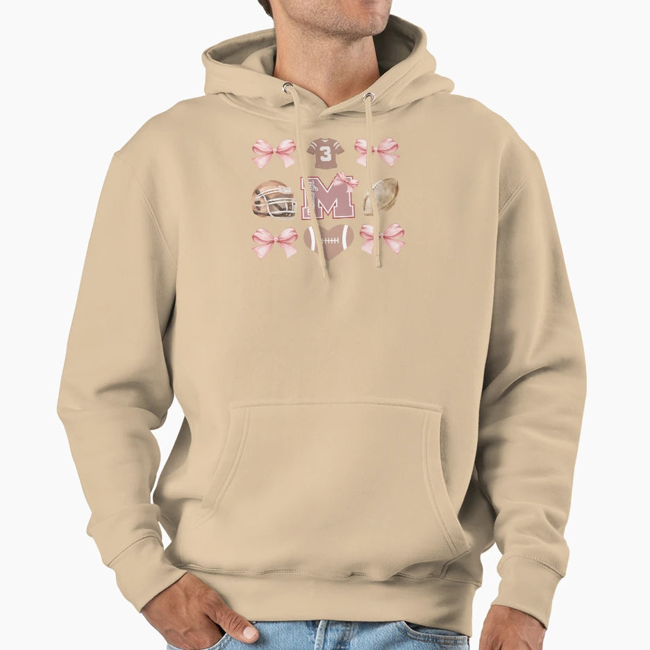 Mustang Football Cutesy Hoodie - Fun Novelty Design for Adults - T-Shirt, Sweatshirt, Hoodie