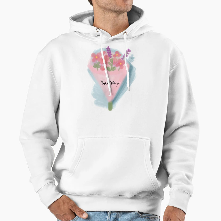 Flower Bouquet Nana Hoodie - Minimalist Print for Adults - T-Shirt, Sweatshirt, Hoodie