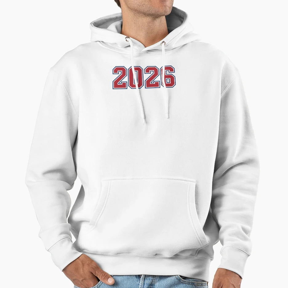 Red 2026 Collegiate Varsity Athletic Hoodie - Fun Novelty Design Men Women - T-Shirt, Sweatshirt, Hoodie