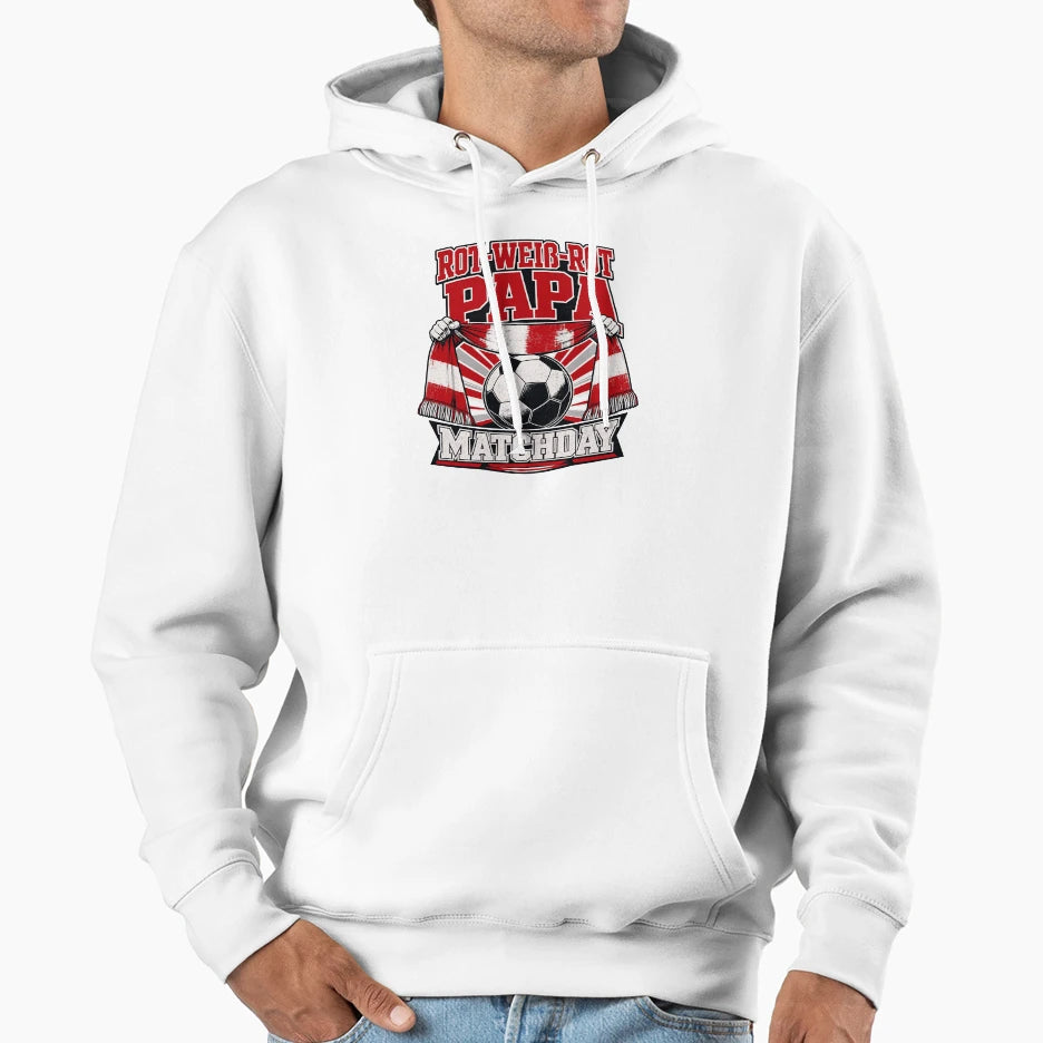 Austria Football Dad Red White Red Papa Hoodie - Unique Graphic Men Women - T-Shirt, Sweatshirt, Hoodie