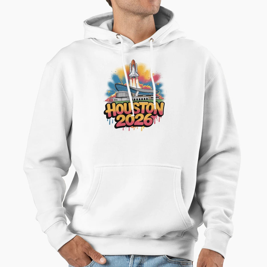 Houston 2026 Space Shuttle Football V3 T-Shirt - Fun Novelty Design Unisex - T-Shirt, Sweatshirt, Hoodie