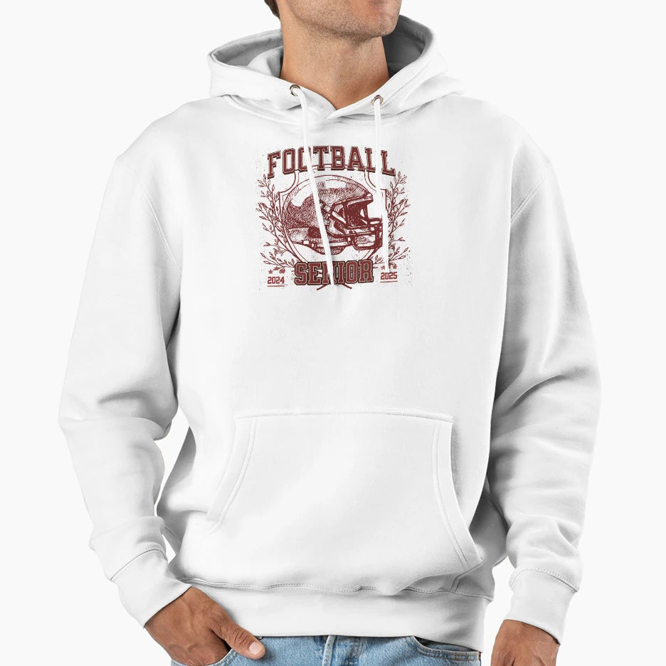 Football Senior 2024 2025 Graduating Team Hoodie - Streetwear Style Unisex - T-Shirt, Sweatshirt, Hoodie