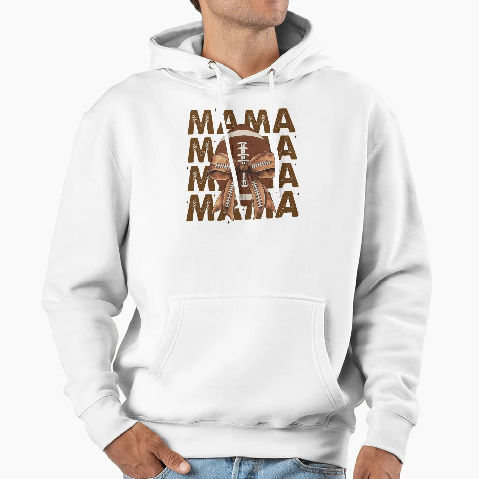 Football Mama Bow Hoodie - Minimalist Print Men Women - T-Shirt, Sweatshirt, Hoodie