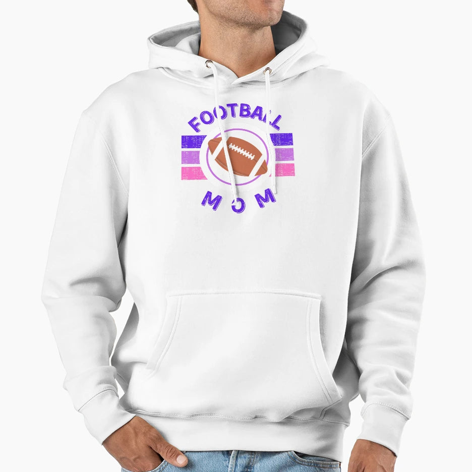 Football Mom Sports Mom Mom Life Purple Hoodie - Novelty Apparel Unisex - T-Shirt, Sweatshirt, Hoodie