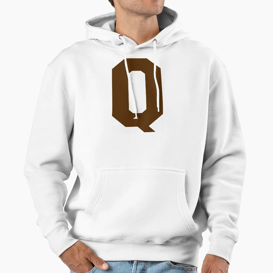 Alphabet Brown Q Sports Letter Q Hoodie - Fun Novelty Design for Adults - T-Shirt, Sweatshirt, Hoodie