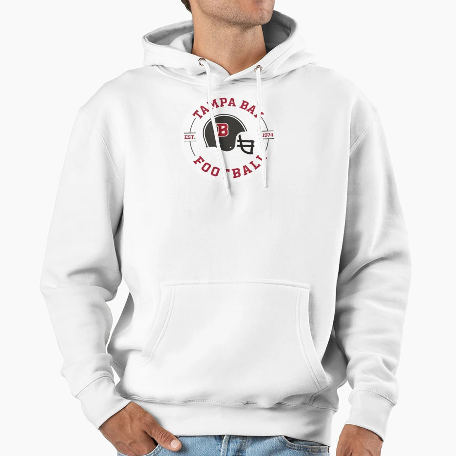 Tampa Bay Football Badge Hoodie - Novelty Apparel for Adults - T-Shirt, Sweatshirt, Hoodie