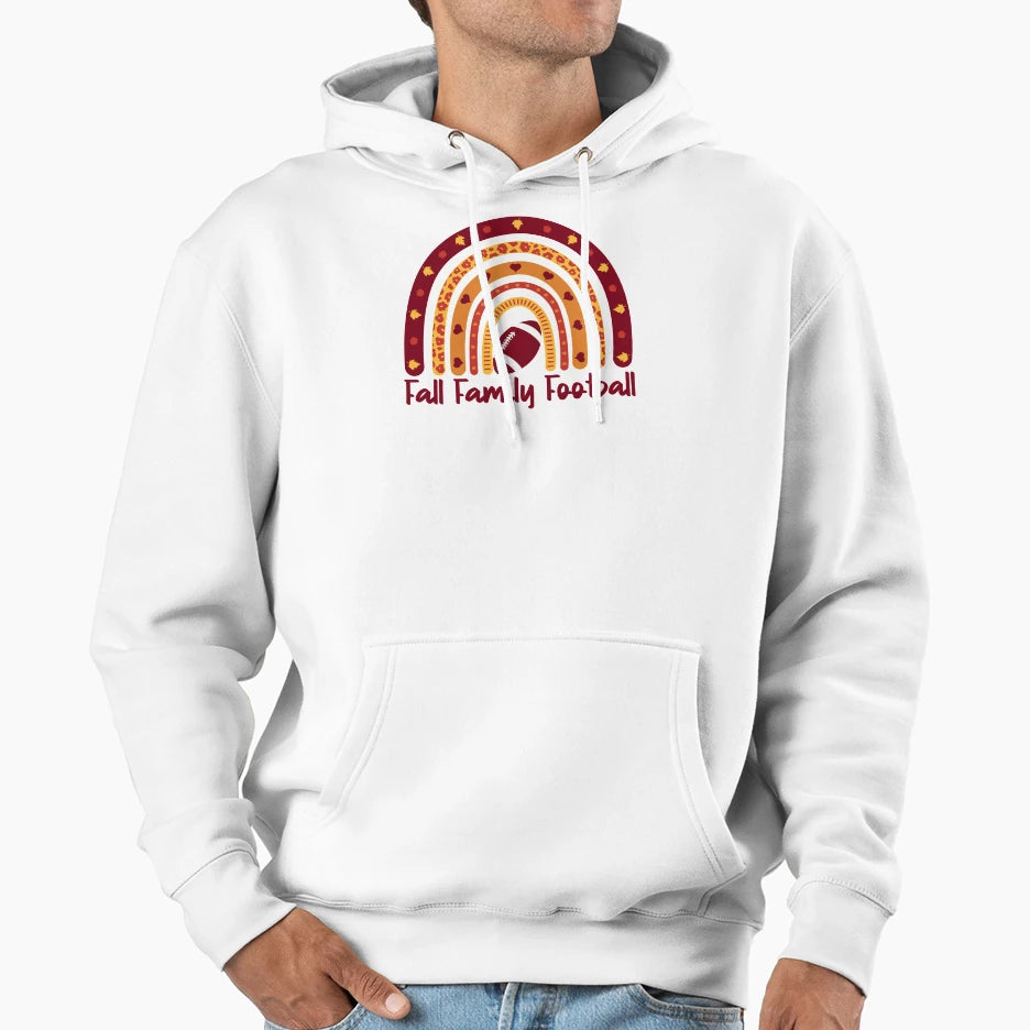 Boho Rainbow Fall Family Football Fall Hoodie - Aesthetic Graphic Unisex - T-Shirt, Sweatshirt, Hoodie