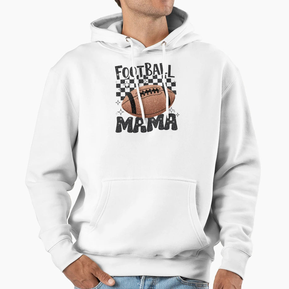 Football Mama Glitter Hoodie - Streetwear Style Unisex - T-Shirt, Sweatshirt, Hoodie