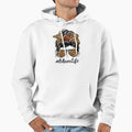 Football Mom Life Messy Bun Mothers Day Hoodie - Aesthetic Graphic Unisex - T-Shirt, Sweatshirt, Hoodie
