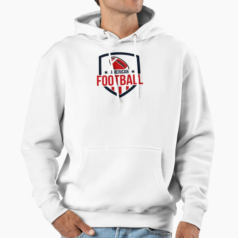 American Football Sports Club Shield Hoodie - Minimalist Print for Adults - T-Shirt, Sweatshirt, Hoodie