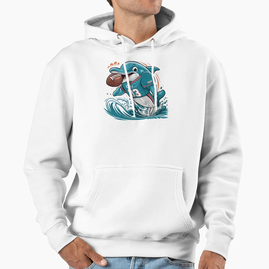 Miami Obj Dolphin Football Cartoon Fan Hoodie - Trendy Graphic Unisex - T-Shirt, Sweatshirt, Hoodie
