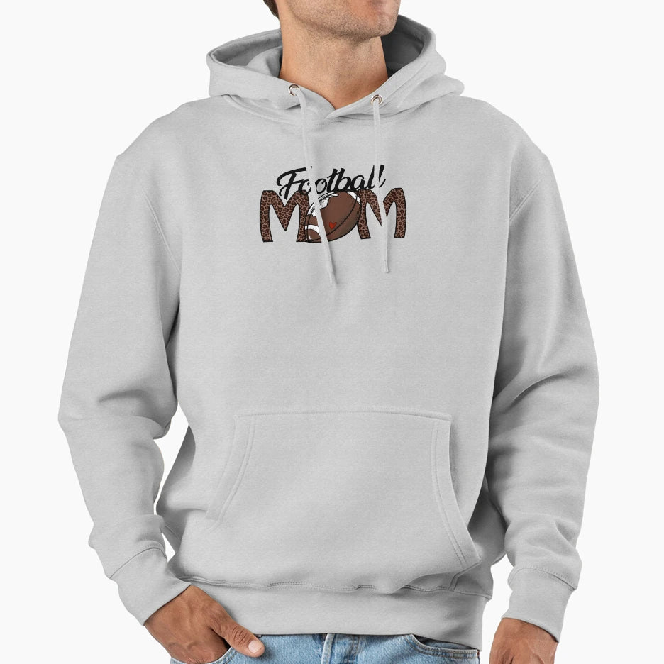 Football Mom Leopard Hoodie - Novelty Apparel Men Women - T-Shirt, Sweatshirt, Hoodie