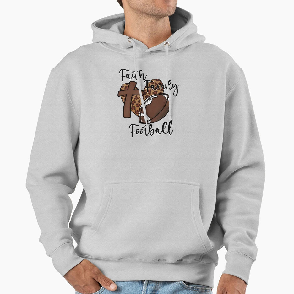 Faith Family Football Hoodie - Unique Graphic for Adults - T-Shirt, Sweatshirt, Hoodie