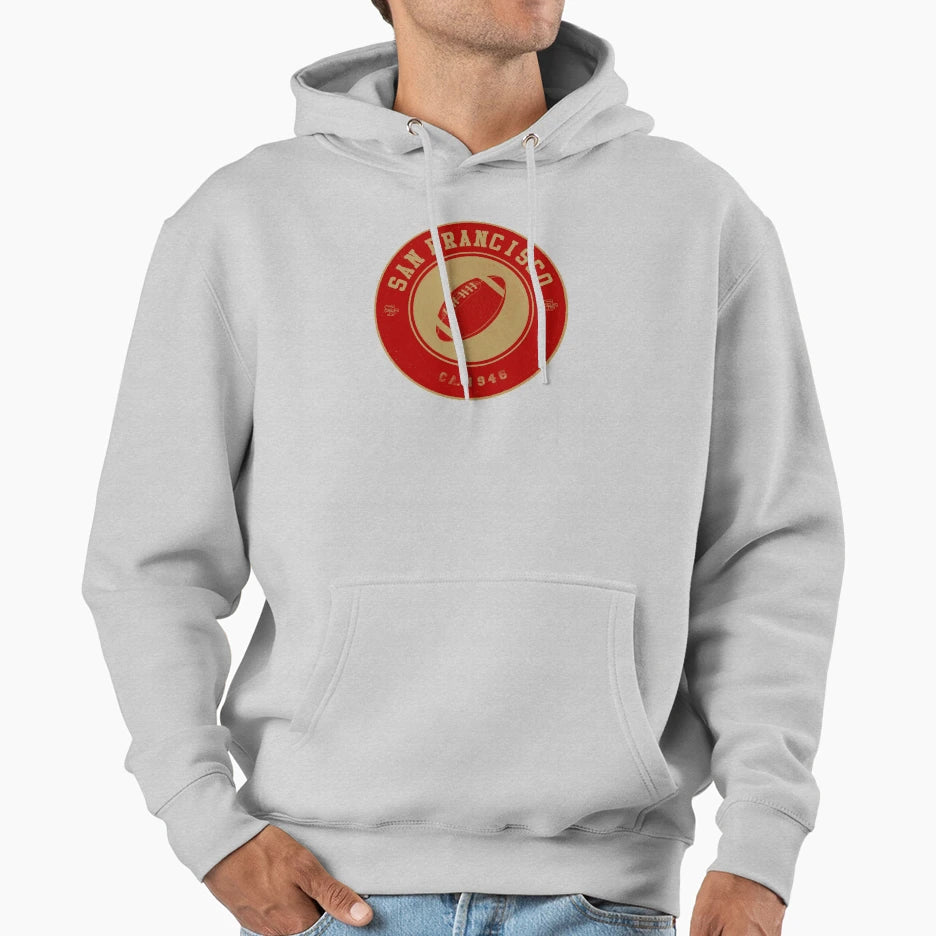 San Francisco Football Logo Red Hoodie - Novelty Apparel for Adults - T-Shirt, Sweatshirt, Hoodie