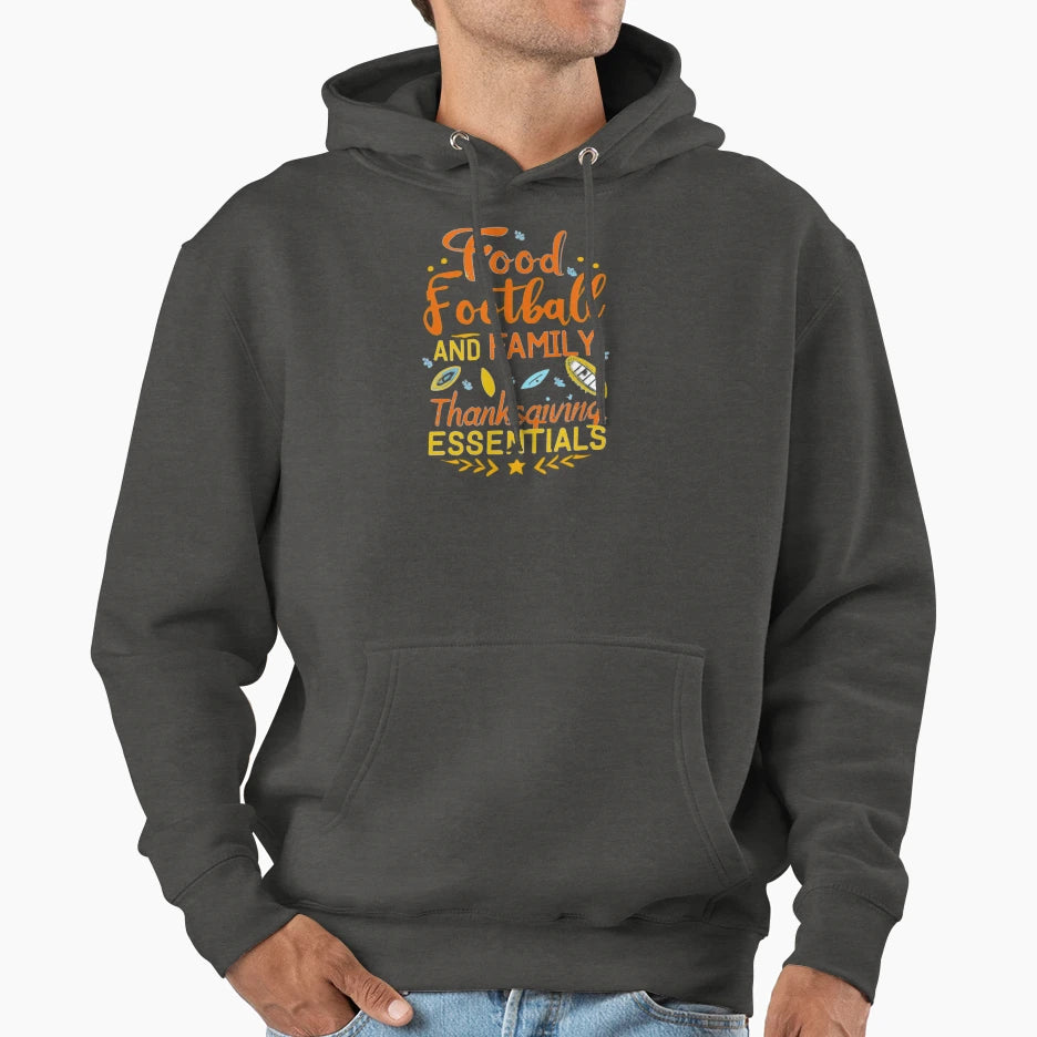 Food Football And Family Thanksgiving Hoodie - Custom Art Print for Adults - T-Shirt, Sweatshirt, Hoodie
