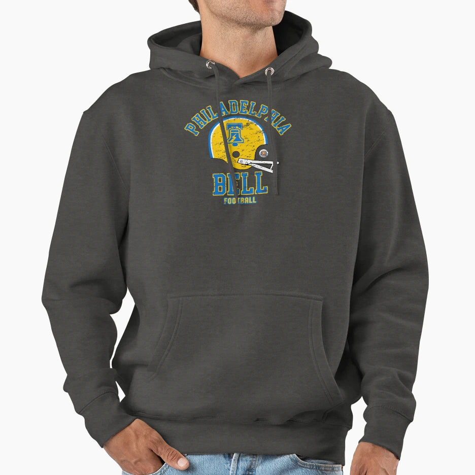 Distressed Philadelphia Bell Football Hoodie - Novelty Apparel Unisex - T-Shirt, Sweatshirt, Hoodie