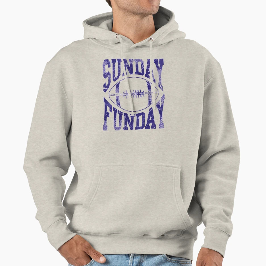 Sunday Funday Football Hoodie - Minimalist Print for Adults - T-Shirt, Sweatshirt, Hoodie