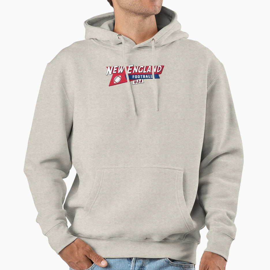 New England 90S Football Hoodie - Novelty Apparel for Adults - T-Shirt, Sweatshirt, Hoodie