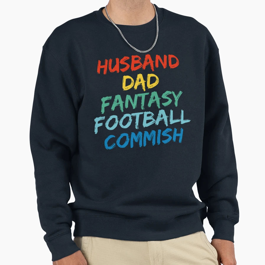 Husband Dad Fantasy Football Sweatshirt - Minimalist Print for Adults - T-Shirt, Sweatshirt, Hoodie