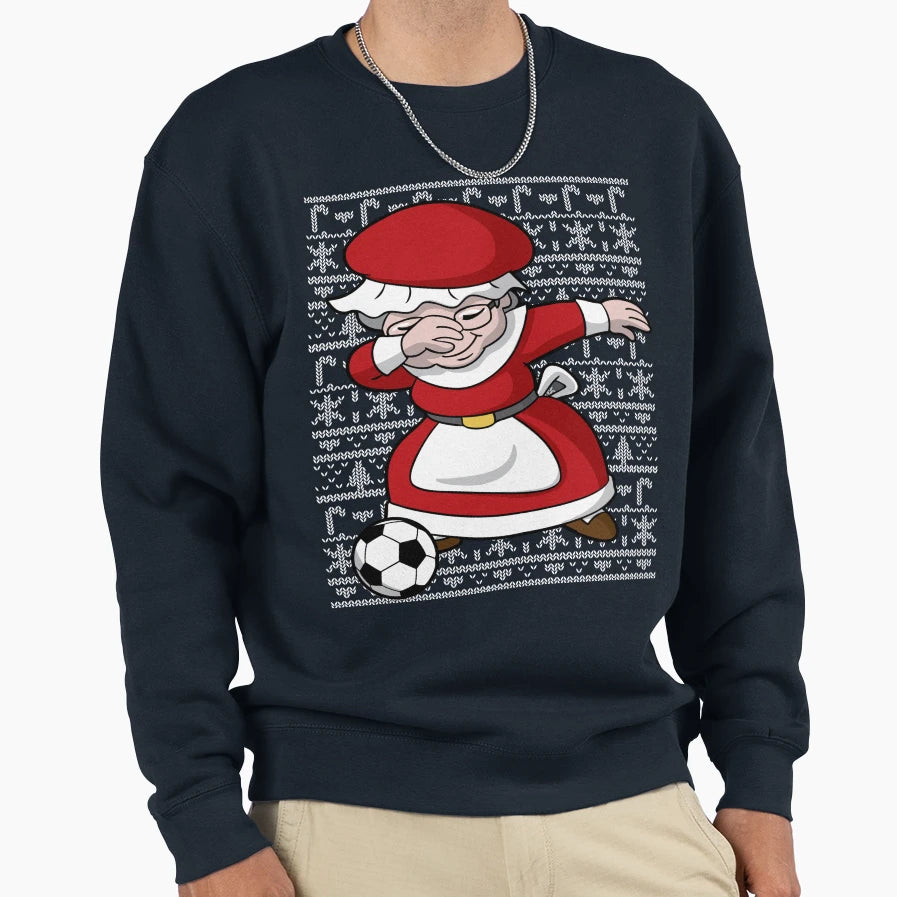 Dabbing Mrs Claus Soccer Football Ugly Sweatshirt - Novelty Apparel Unisex - T-Shirt, Sweatshirt, Hoodie