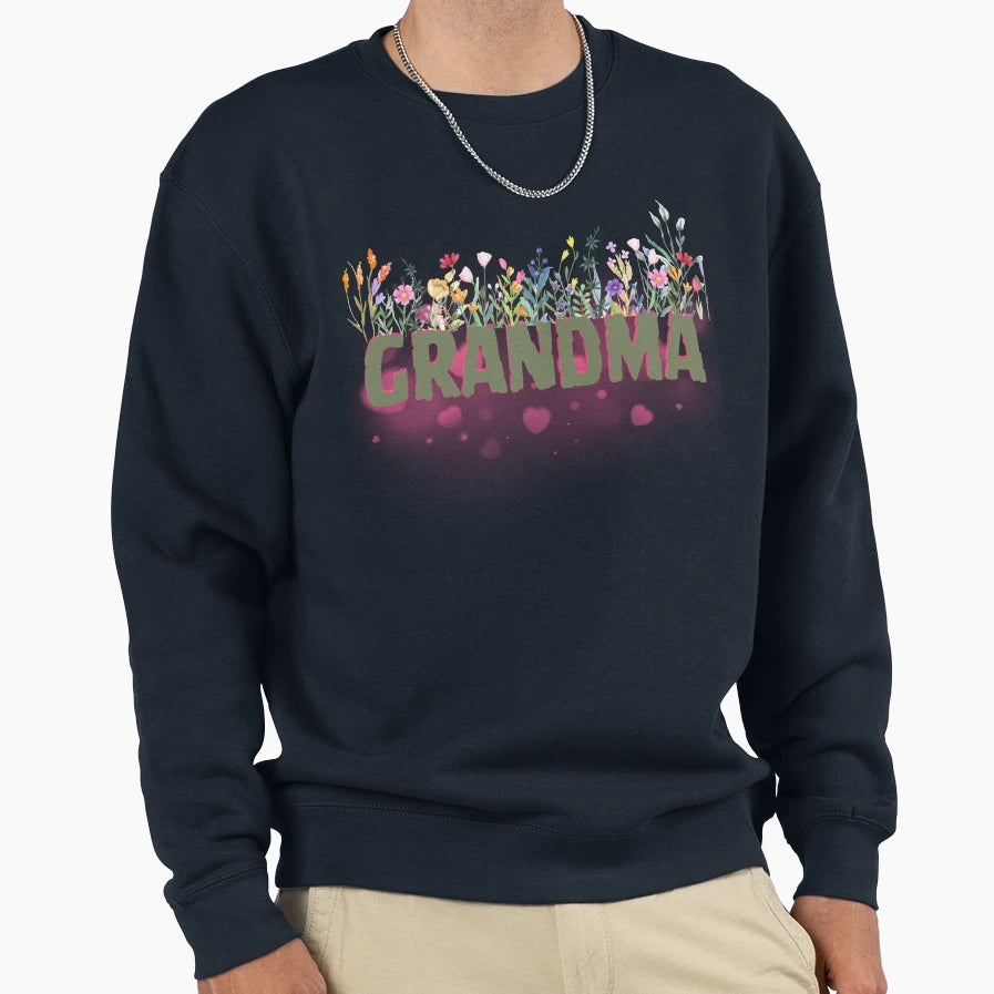 Grandma Floral Heart Sweatshirt - Minimalist Print Unisex - T-Shirt, Sweatshirt, Hoodie