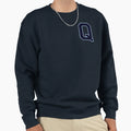 Navy Blue Letter Q Initial Monogram Sweatshirt - Trendy Graphic Unisex - T-Shirt, Sweatshirt, Hoodie
