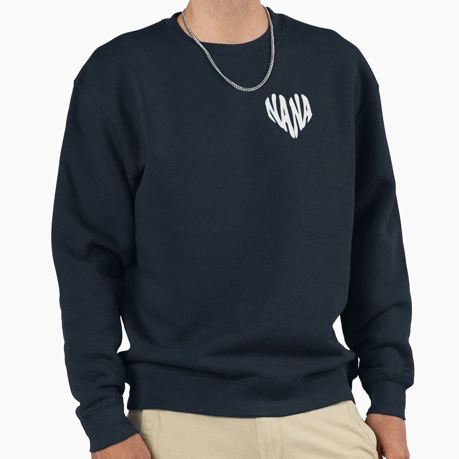 Nana Heart White Typography Sweatshirt - Unique Graphic Men Women - T-Shirt, Sweatshirt, Hoodie