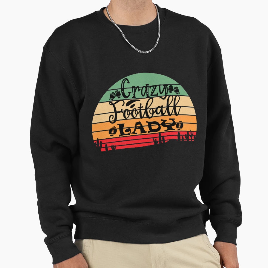 Crazy Football Lady Funny Football T-Shirt - Minimalist Print for Adults - T-Shirt, Sweatshirt, Hoodie